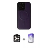 MARSİLYAN™- iPhone 14 Pro Max Kılıf Zirve Işık Serisi - Siyah Bilvis 5in1 3D Magic Cam Ekran Koruyucu + PVD Metal Kamera Lens - TU