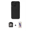 MARSİLYAN™- iPhone 14 Pro Max Kılıf Zirve Işık Serisi - Siyah Joko 5D Cam + PVD Metal Kamera Lens - TU