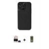 MARSİLYAN™- iPhone 14 Pro Max Kılıf Zirve Işık Serisi - Siyah Joko Magic 5D Hayalet Cam + Bilvis Titan Kamera Lens - DNMR