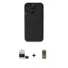 MARSİLYAN™- iPhone 14 Pro Max Kılıf Zirve Işık Serisi - Siyah Joko Magic 5D Hayalet Cam + Siyah Bilvis Titan Kamera Lens