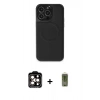 MARSİLYAN™- iPhone 14 Pro Max Kılıf Zirve Işık Serisi - Siyah Joko Magic 5D Hayalet Cam + PVD Metal Kamera Lens - TU