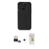 MARSİLYAN™- iPhone 14 Pro Max Kılıf Zirve Işık Serisi - Siyah Mat Seramik Nano Ekran Koruyucu + Bilvis Titan Kamera Lens - GS