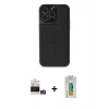MARSİLYAN™- iPhone 14 Pro Max Kılıf Zirve Işık Serisi - Siyah Polymer Nano Ekran Koruyucu + Bilvis Titan Kamera Lens - GS