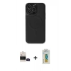 MARSİLYAN™- iPhone 14 Pro Max Kılıf Zirve Işık Serisi - Siyah Polymer Nano Ekran Koruyucu + Bilvis Titan Kamera Lens - SH