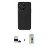 MARSİLYAN™- iPhone 14 Pro Max Kılıf Zirve Işık Serisi - Siyah Polymer Nano Ekran Koruyucu + Bilvis Titan Kamera Lens - DNMR