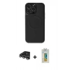 MARSİLYAN™- iPhone 14 Pro Max Kılıf Zirve Işık Serisi - Siyah Polymer Nano Ekran Koruyucu + Raze Metal Kamera Lens - GS
