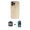 MARSİLYAN™- iPhone 14 Pro Max Kılıf Zirve Klasik Prime - Siyah 18D Cam Ekran Koruyucu + PVD Metal Kamera Lens - TU