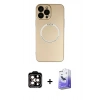 MARSİLYAN™- iPhone 14 Pro Max Kılıf Zirve Klasik Prime - Siyah Bilvis 5in1 5D Magic Hayalet Cam Ekran Koruyucu + PVD Metal Kamera Lens - TU
