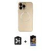 MARSİLYAN™- iPhone 14 Pro Max Kılıf Zirve Klasik Prime - Siyah Buffer Hayalet Cam Ekran Koruyucu + PVD Metal Kamera Lens - TU