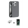 MARSİLYAN™- iPhone 14 Pro Max Kılıf Zirve Modern Prime - Şeffaf 360 Full Body Arka Koruyucu + Gold Band Metal Kamera Lens