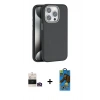 MARSİLYAN™- iPhone 14 Pro Max Kılıf Zirve Modern Prime - Siyah 18D Cam Ekran Koruyucu + Bilvis Titan Kamera Lens - GD