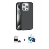 MARSİLYAN™- iPhone 14 Pro Max Kılıf Zirve Modern Prime - Siyah 3D Antistatik Cam Ekran Koruyucu + Bilvis Titan Kamera Lens - DNMR