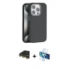 MARSİLYAN™- iPhone 14 Pro Max Kılıf Zirve Modern Prime - Siyah 3D Antistatik Cam Ekran Koruyucu + Gold Raze Metal Kamera Lens
