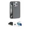 MARSİLYAN™- iPhone 14 Pro Max Kılıf Zirve Modern Prime - Siyah 3D Antistatik Cam Ekran Koruyucu + Gold Raze Metal Kamera Lens