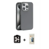 MARSİLYAN™- iPhone 14 Pro Max Kılıf Zirve Modern Prime - Siyah 6D Mat Seramik Hayalet Nano Ekran Koruyucu + Turuncu PVD Metal Kamera Lens