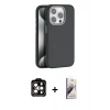 MARSİLYAN™- iPhone 14 Pro Max Kılıf Zirve Modern Prime - Siyah Bilvis 3D Mat Cam Ekran Koruyucu + PVD Metal Kamera Lens - TU
