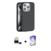 MARSİLYAN™- iPhone 14 Pro Max Kılıf Zirve Modern Prime - Siyah Bilvis 5in1 3D Magic Cam Ekran Koruyucu + Derin Mor Bilvis Titan Kamera Lens