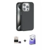 MARSİLYAN™- iPhone 14 Pro Max Kılıf Zirve Modern Prime - Siyah Bilvis 5in1 5D Magic Hayalet Cam Ekran Koruyucu + Bilvis Titan Kamera Lens - GD