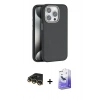 MARSİLYAN™- iPhone 14 Pro Max Kılıf Zirve Modern Prime - Siyah Bilvis 5in1 5D Magic Hayalet Cam Ekran Koruyucu + Gold Raze Metal Kamera Lens