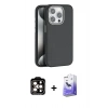 MARSİLYAN™- iPhone 14 Pro Max Kılıf Zirve Modern Prime - Siyah Bilvis 5in1 5D Magic Hayalet Cam Ekran Koruyucu + PVD Metal Kamera Lens - TU