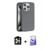 MARSİLYAN™- iPhone 14 Pro Max Kılıf Zirve Modern Prime - Siyah Bilvis 5in1 5D Magic Hayalet Cam Ekran Koruyucu + PVD Metal Kamera Lens - TU