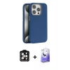 MARSİLYAN™- iPhone 14 Pro Max Kılıf Zirve Modern Prime - Siyah Bilvis 5in1 5D Magic Hayalet Cam Ekran Koruyucu + PVD Metal Kamera Lens - TU