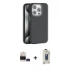 MARSİLYAN™- iPhone 14 Pro Max Kılıf Zirve Modern Prime - Siyah Bilvis Hayalet Cam Ekran Koruyucu + Derin Mor Bilvis Titan Kamera Lens