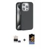 MARSİLYAN™- iPhone 14 Pro Max Kılıf Zirve Modern Prime - Siyah Buffer Hayalet Cam Ekran Koruyucu + Gümüş Bilvis Titan Kamera Lens