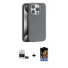 MARSİLYAN™- iPhone 14 Pro Max Kılıf Zirve Modern Prime - Siyah Buffer Hayalet Cam Ekran Koruyucu + Gümüş Bilvis Titan Kamera Lens