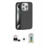 MARSİLYAN™- iPhone 14 Pro Max Kılıf Zirve Modern Prime - Siyah Polymer Nano Ekran Koruyucu + Bilvis Titan Kamera Lens - SH
