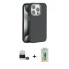MARSİLYAN™- iPhone 14 Pro Max Kılıf Zirve Modern Prime - Siyah Polymer Nano Ekran Koruyucu + Bilvis Titan Kamera Lens - GD