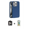 MARSİLYAN™- iPhone 14 Pro Max Kılıf Zirve Modern Prime - Siyah Polymer Nano Ekran Koruyucu + Turuncu PVD Metal Kamera Lens
