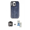 MARSİLYAN™- iPhone 14 Pro Max Kılıf Zirve Yansıma Serisi - Şeffaf Royal Nano Ekran Koruyucu + Turuncu PVD Metal Kamera Lens