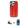 MARSİLYAN™- iPhone 14 Pro Max Kılıf Zirve Yansıma Serisi - Siyah 18D Cam Ekran Koruyucu + Derin Mor Bilvis Titan Kamera Lens