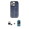 MARSİLYAN™- iPhone 14 Pro Max Kılıf Zirve Yansıma Serisi - Siyah 18D Cam Ekran Koruyucu + Derin Mor Bilvis Titan Kamera Lens