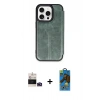 MARSİLYAN™- iPhone 14 Pro Max Kılıf Zirve Yansıma Serisi - Siyah 18D Cam Ekran Koruyucu + Derin Mor Bilvis Titan Kamera Lens