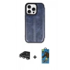 MARSİLYAN™- iPhone 14 Pro Max Kılıf Zirve Yansıma Serisi - Siyah 18D Cam Ekran Koruyucu + Raze Metal Kamera Lens - GS