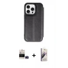MARSİLYAN™- iPhone 14 Pro Max Kılıf Zirve Yansıma Serisi - Siyah Bilvis 3D Mat Cam Ekran Koruyucu + Bilvis Titan Kamera Lens - DNMR