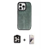 MARSİLYAN™- iPhone 14 Pro Max Kılıf Zirve Yansıma Serisi - Siyah Bilvis 3D Mat Cam Ekran Koruyucu + PVD Metal Kamera Lens - TU