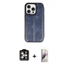 MARSİLYAN™- iPhone 14 Pro Max Kılıf Zirve Yansıma Serisi - Siyah Bilvis 3D Mat Cam Ekran Koruyucu + PVD Metal Kamera Lens - TU