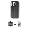 MARSİLYAN™- iPhone 14 Pro Max Kılıf Zirve Yansıma Serisi - Siyah Bilvis 3D Mat Cam Ekran Koruyucu + PVD Metal Kamera Lens - TU
