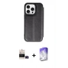 MARSİLYAN™- iPhone 14 Pro Max Kılıf Zirve Yansıma Serisi - Siyah Bilvis 5in1 3D Magic Cam Ekran Koruyucu + Bilvis Titan Kamera Lens - SH