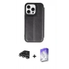 MARSİLYAN™- iPhone 14 Pro Max Kılıf Zirve Yansıma Serisi - Siyah Bilvis 5in1 3D Magic Cam Ekran Koruyucu + Raze Metal Kamera Lens - GS
