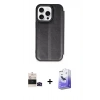 MARSİLYAN™- iPhone 14 Pro Max Kılıf Zirve Yansıma Serisi - Siyah Bilvis 5in1 5D Magic Hayalet Cam Ekran Koruyucu + Bilvis Titan Kamera Lens - SH