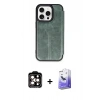 MARSİLYAN™- iPhone 14 Pro Max Kılıf Zirve Yansıma Serisi - Siyah Bilvis 5in1 5D Magic Hayalet Cam Ekran Koruyucu + Turuncu PVD Metal Kamera Lens