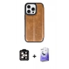 MARSİLYAN™- iPhone 14 Pro Max Kılıf Zirve Yansıma Serisi - Siyah Bilvis 5in1 5D Magic Hayalet Cam Ekran Koruyucu + Turuncu PVD Metal Kamera Lens