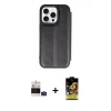 MARSİLYAN™- iPhone 14 Pro Max Kılıf Zirve Yansıma Serisi - Siyah Buffer Cam Ekran Koruyucu + Bilvis Titan Kamera Lens - DNMR