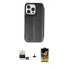 MARSİLYAN™- iPhone 14 Pro Max Kılıf Zirve Yansıma Serisi - Siyah Buffer Cam Ekran Koruyucu + Bilvis Titan Kamera Lens - GD