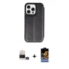 MARSİLYAN™- iPhone 14 Pro Max Kılıf Zirve Yansıma Serisi - Siyah Buffer Hayalet Cam Ekran Koruyucu + Bilvis Titan Kamera Lens - GD