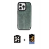 MARSİLYAN™- iPhone 14 Pro Max Kılıf Zirve Yansıma Serisi - Siyah Buffer Hayalet Cam Ekran Koruyucu + PVD Metal Kamera Lens - TU